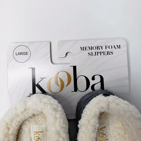 NWT Kooba Grey Bow Front Furry Ankle Memory Foam Slippers L - Picture 7 of 8